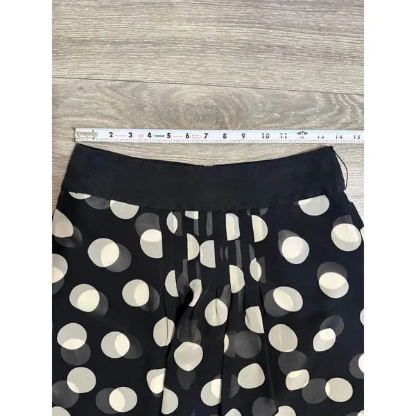 Ann Taylor 100% Silk Midi Skirt Size 2 Black White Polka Dot Pleated‎ A-Line Mod - Image 6