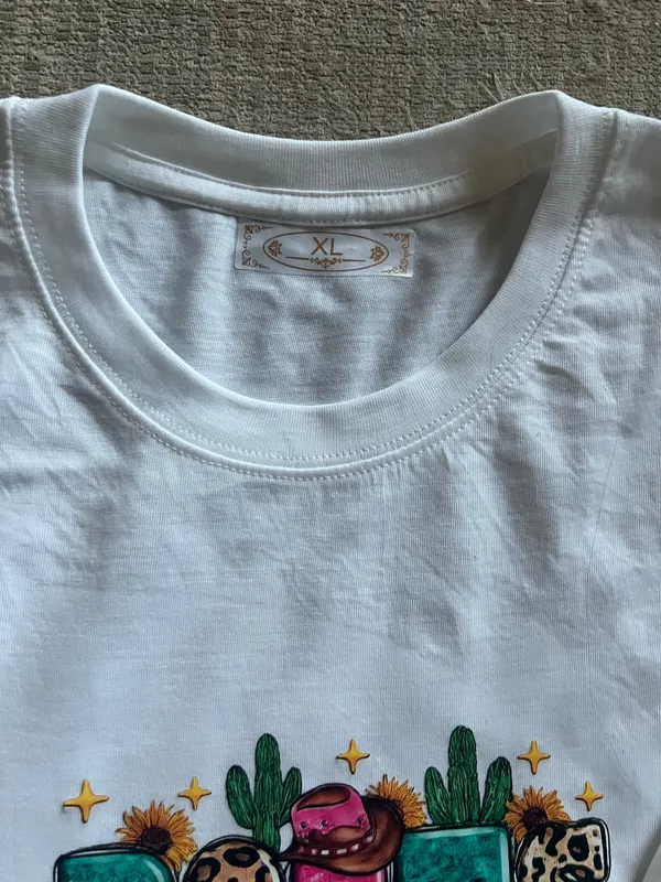 Women’s White “Boots and Bling it’s Just Cowgirl Thing” T Shirt Size XL - Image 5