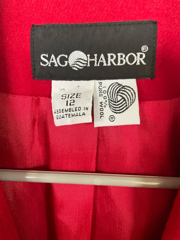 Sag Harbor Women’s Red Jacket Blazer 100% Wool Size 12 Very New No damage - Image 4