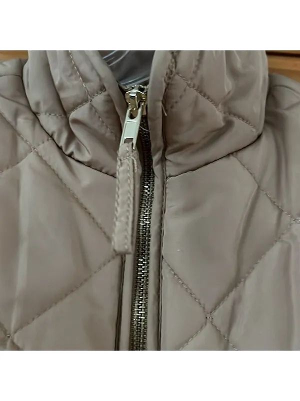Beige Puffer Vest Sleeveless - Image 3