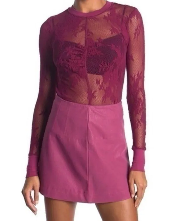 Free People U Into This Lace Long Sleeve Top In Rose Hypnotic Size - Image 6