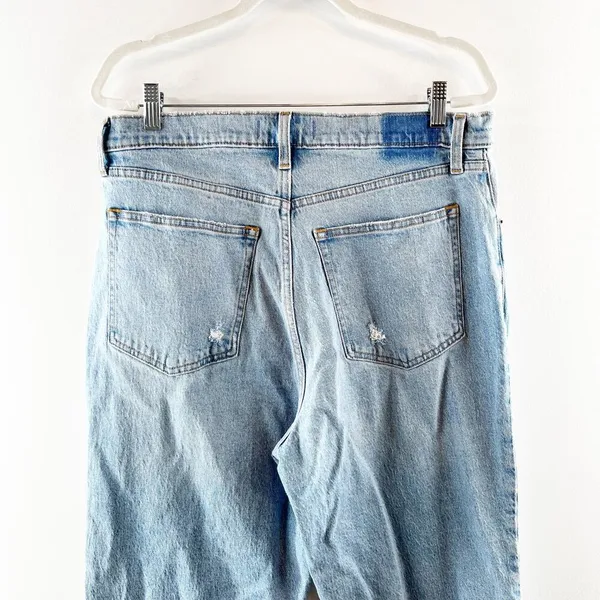 Abercrombie The 90's Straight Leg Ultra High Rise Slit Hem Jeans Blue 32 / 14 L - Image 6