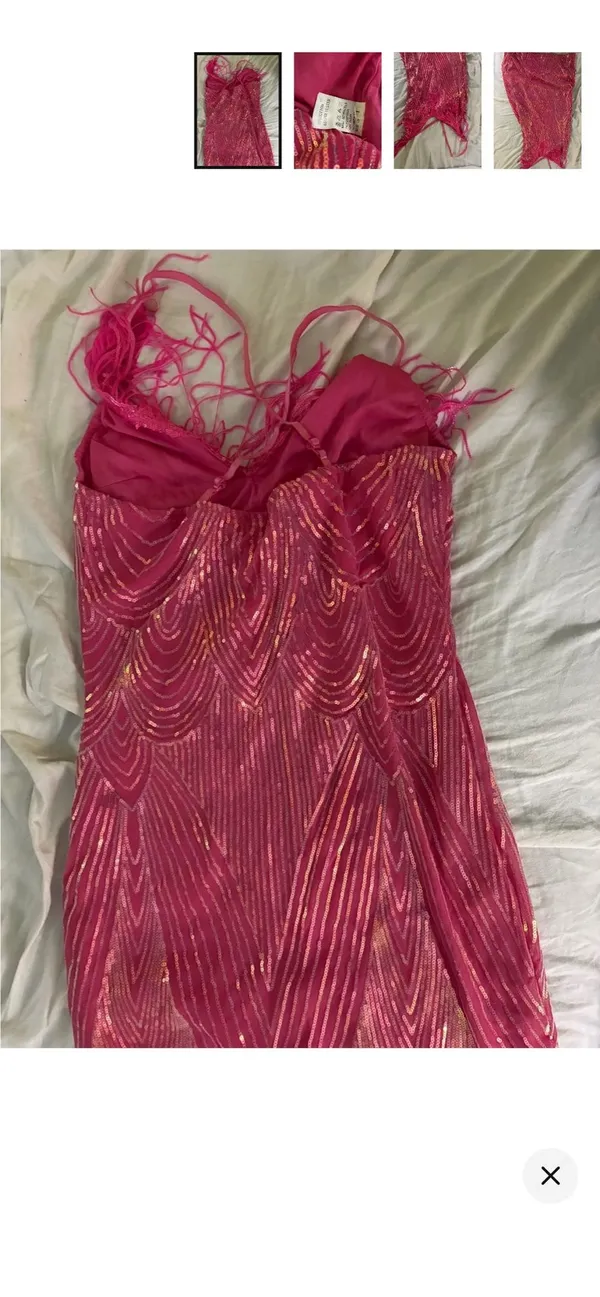 Hot Pink sequin Dress Size L - Image 4