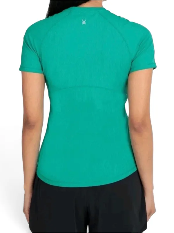 NWOT 1849684 Spyder Active Women's UPF 50 Ribbed Short Sleeve Tee Shirt Green S - Image 2