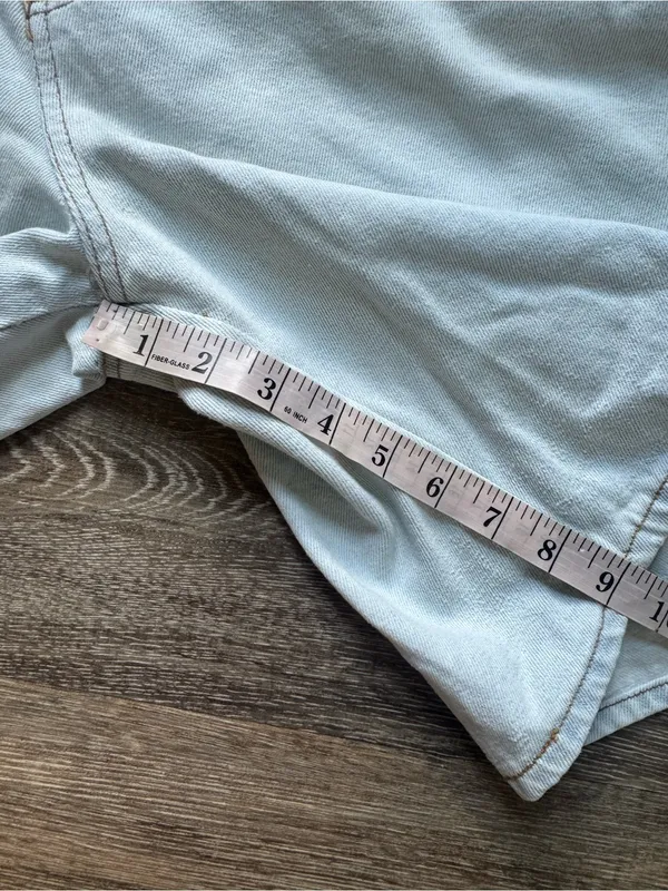 Vintage 90s LEI Light Blue Denim Short Overalls M - Image 10