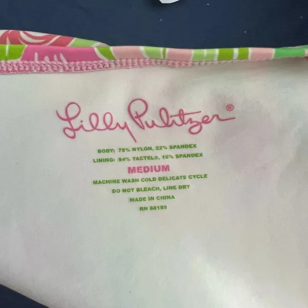 Lilly Pulitzer Surfs‎ Up Bikini Bottom Hibiscus Floral Print Pink Green Size M - Image 7