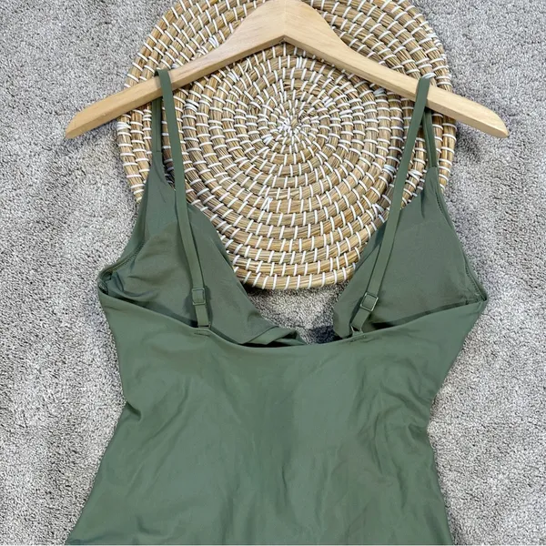 aerie Women’s Long Wrap Tie One Piece Full Coverage Swimsuit in Green L - Image 8