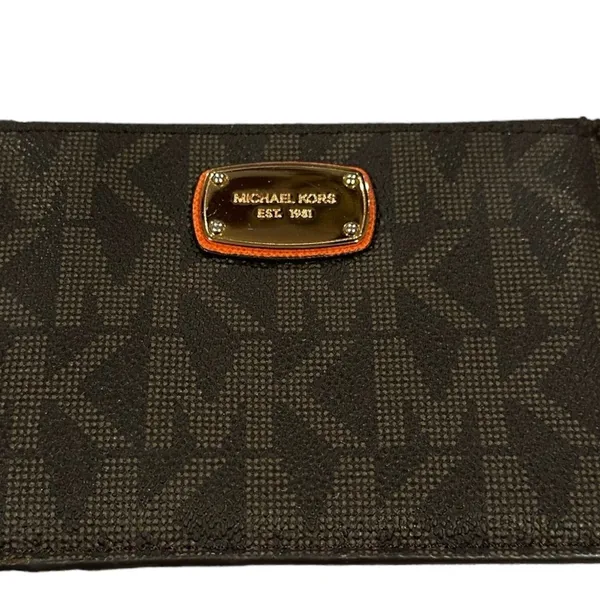 Michael Kors jet set key ring credit card signature brown MK ID case - Image 3
