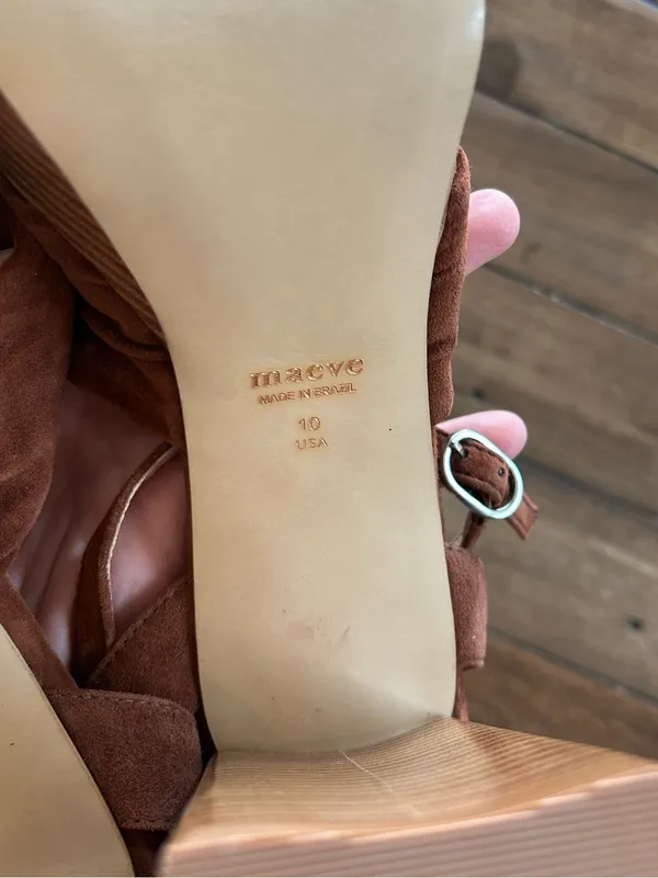 Anthropologie Maeve Suede Knot Platform Brown Heels 10 - Image 11