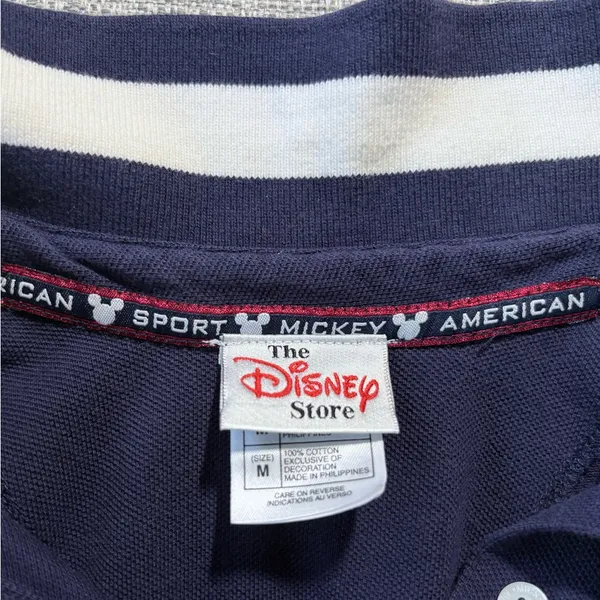 Vintage Y2K Disney Store Mickey Salutes The Flag Embroidered Polo Dress Sz M 💛 - Image 11