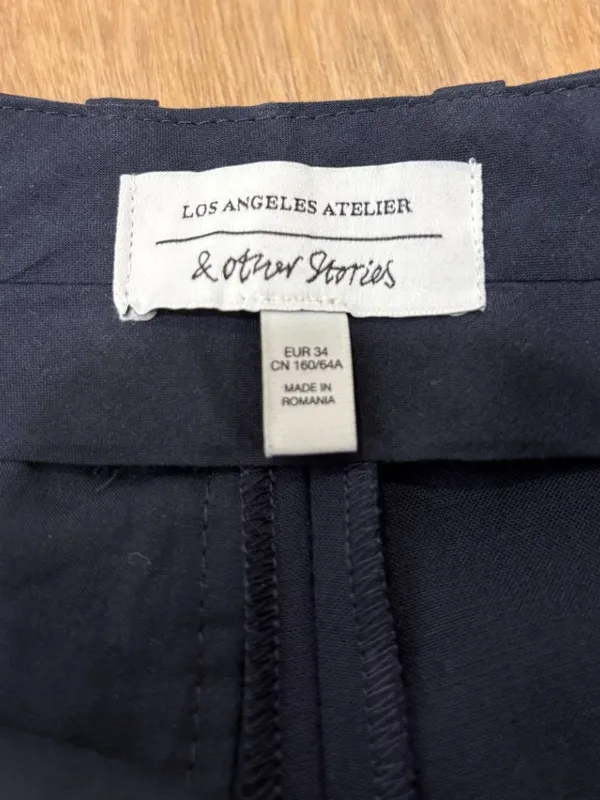 🌟 & Other Stories 🌟 Wool Blend Pleated Wide Leg Trouser Pant Navy Sz 34 - Image 4