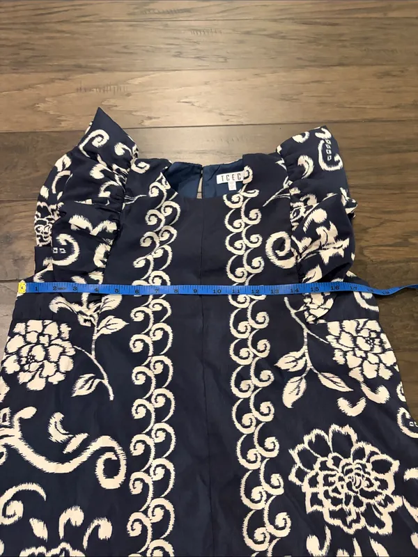 TCEC Navy Flutter Sleeve Dress Sz M - Image 9