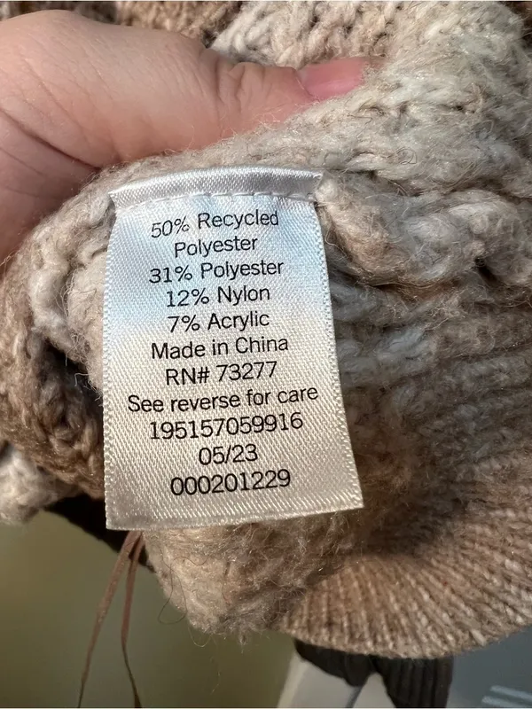 Sonoma Women's Size XL Cozy Yarn Button Front Cardigan Sweater Brown Beige White - Image 10