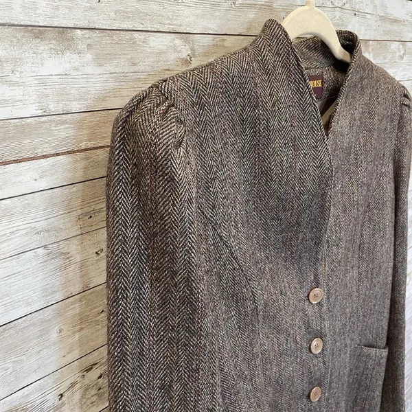 Vintage Peabody House Womens 13/14 Blazer Herringbone Brown Wool‎ Blend Lined - Image 6