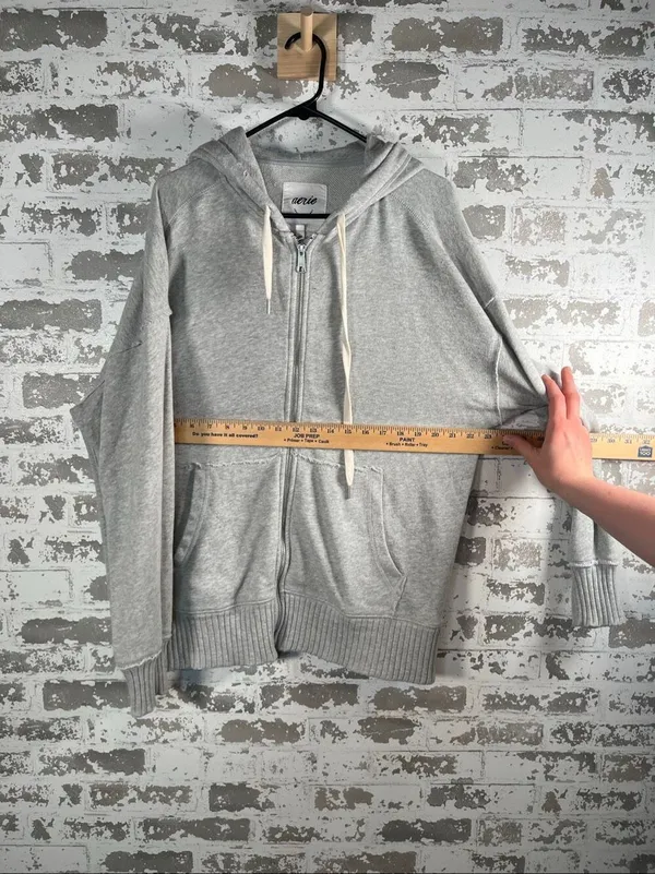 Aerie | women gray full zip hoodie distressed oversized - Image 5