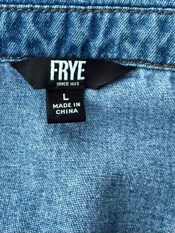 Frye Western Denim Dress Womens Large Blue Country Cowgirl Button Front Mini EUC - Image 10