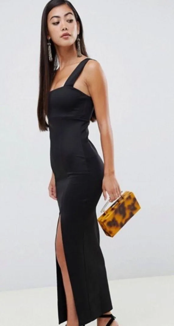 ASOS square neck midi dress with slit - Image 5