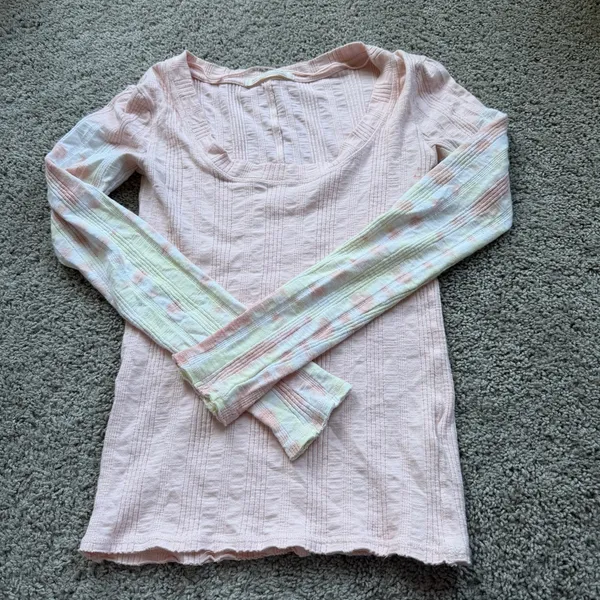 Free People We The Free Big Sur Misty Mountain Pink Tie Dye Long Sleeve Small - Image 9