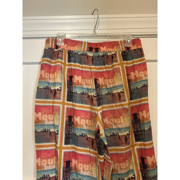 C&C California Maui Beach Linen Pants Size Medium Drawstring Elastic Waist Boho - Image 5