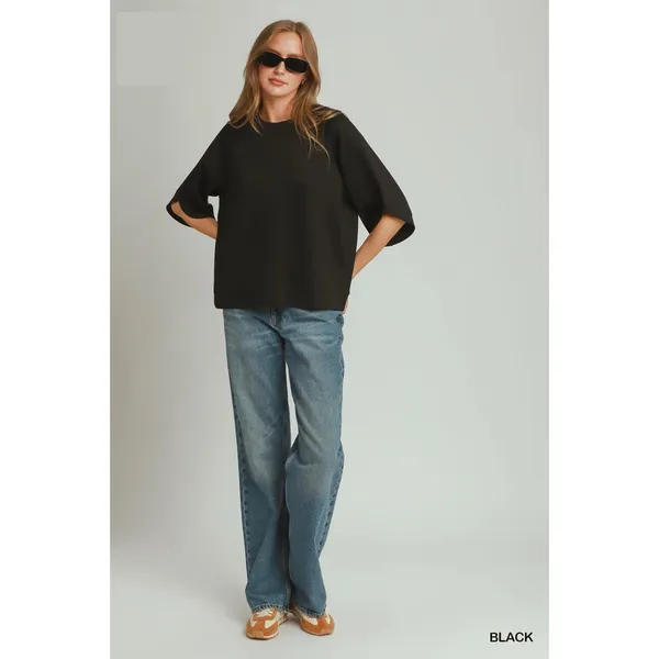 Umgee Round Hem Raglan Sleeve Top - Large - Image 5