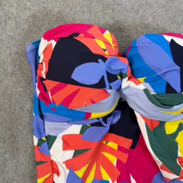 Anne Cole Women's Small Strapless Tankini Top Multicolor Abstract Floral Ruched - Image 3