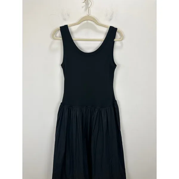 Madewell Mixed Poplin Scoopneck Maxi Dress Cotton A Line Minimalist Black M NWT - Image 13