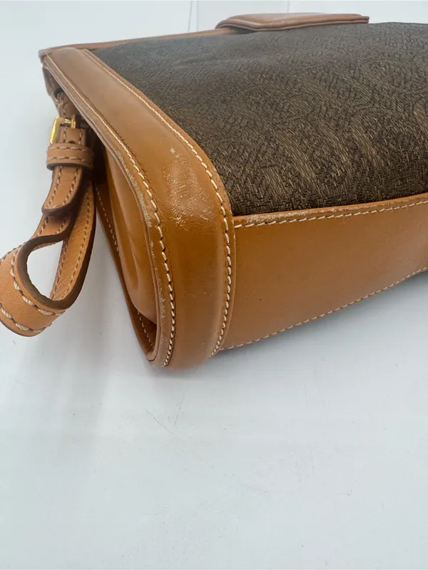 GUCCI Vintage GG Monogram Silk Jacquard Wristlet Clutch Brown - Image 3