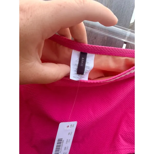 J.Crew NEW Pink Textured High Waisted Bikini Bottoms with Rickrack Trim Sz M - Image 6