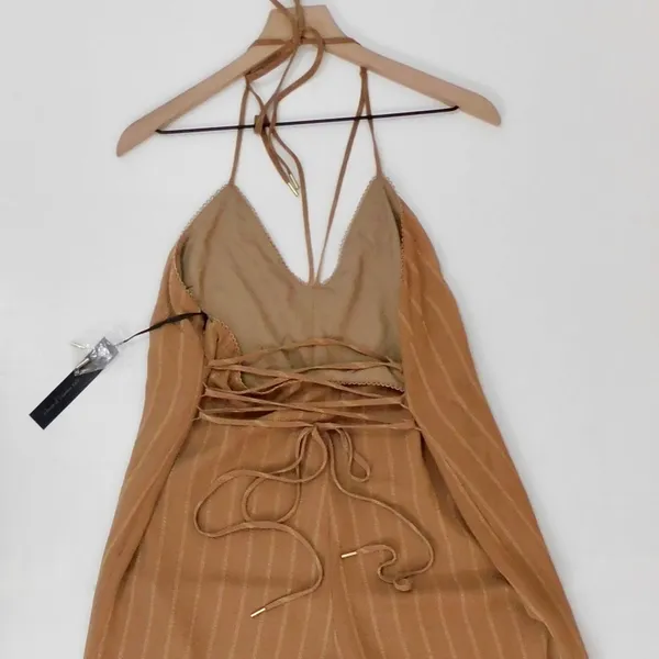 NWT!! HOUSE OF HARLOW‎ 1960 x Revolve Paolo Jumpsuit Tawny Brown Festival Large - Image 9