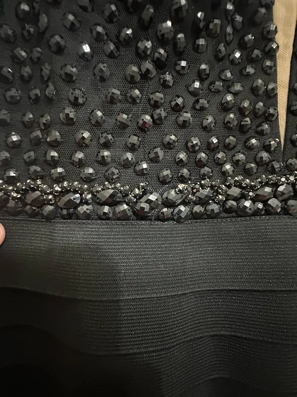 Sherri Hill Homecoming Black Deep V Neck Short Dress with Beading - Image 5