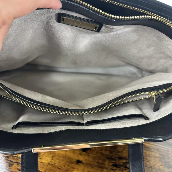 Jimmy Choo Satchel Bag Womens Large Black Leather Top Handle Work Purse Italy - Image 3