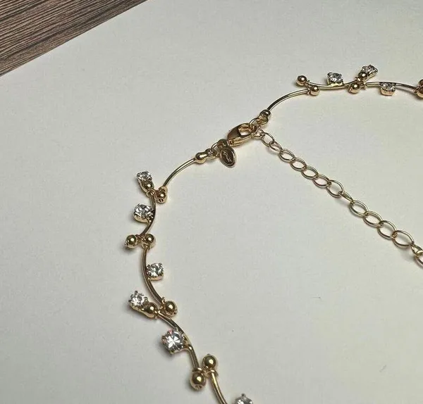Monet Clear Rhinestone Gold Tone Necklace Signed - Image 2