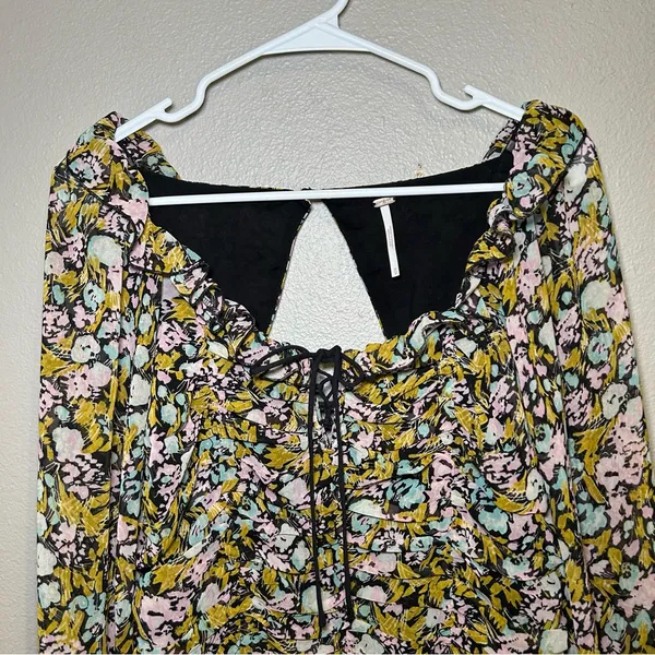 Free People Mabel Balloon Sleeve Floral Boho Blouse Women’s Size Medium - Image 5