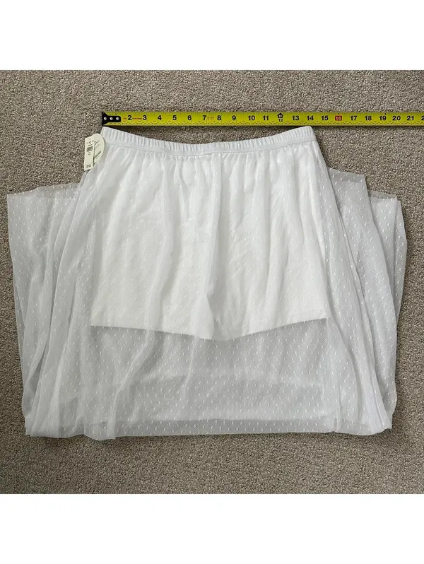 AE OFFLINE By Aerie Tiered Dot Mesh Maxi Skirt American Eagle NWT White L - Image 3
