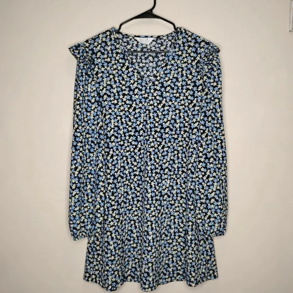 Primark Cares‎ Black Floral Long Sleeve Mini Dress - Size M - Image 2