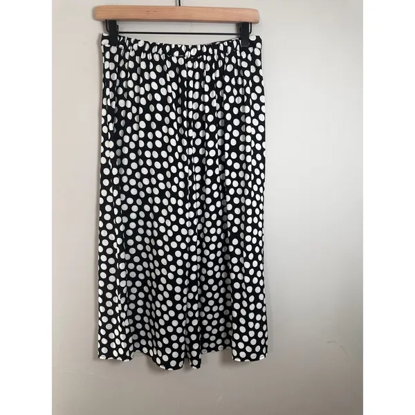 Banana Republic Womens XS Polka Dot Midi Skirt‎ Black White Retro - Image 4