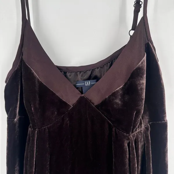Gap Y2K Velvet Silk Blend Slip Dress Sz 2 Chocolate Brown Whimigoth‎ FairyGrunge - Image 11