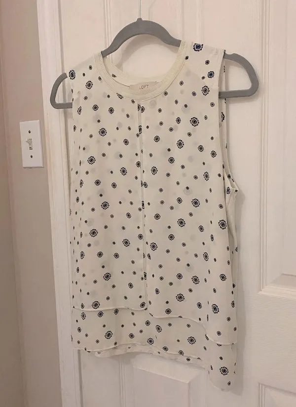 Loft Sleeveless Sheer Overlay Floral Print Top - Image 2