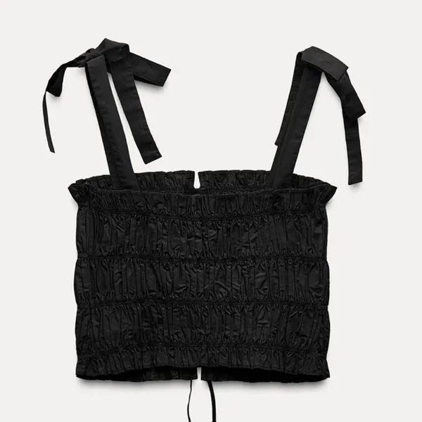 ZARA Poplin Top with Bow and Jewels - Image 3