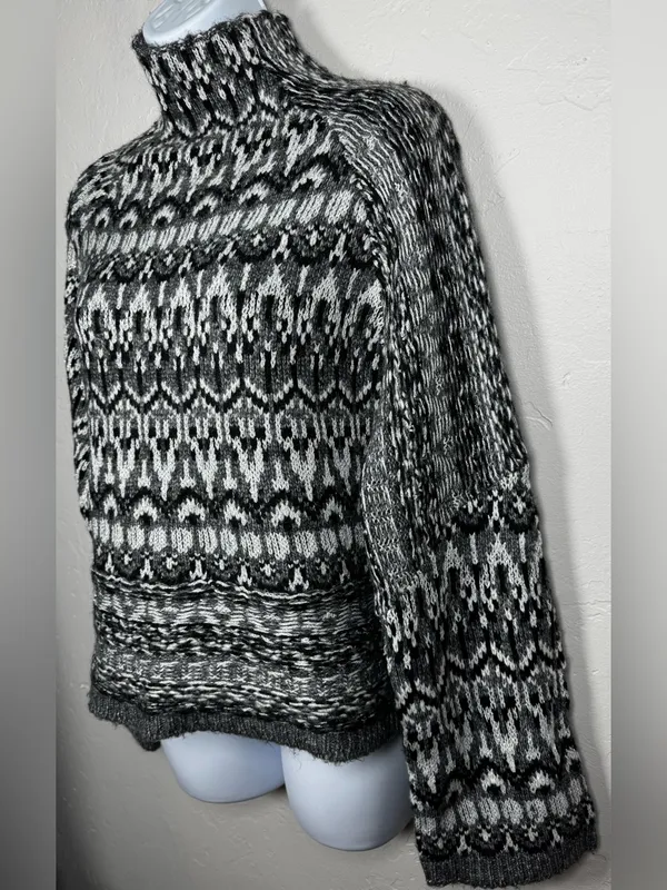 Steve Madden Indie Sweater Fair Isle Mock Neck Size Small - Image 4