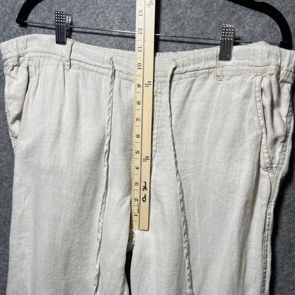 Caslon 100% Linen Pants Women M Beige Waist Drawstring Cropped Casual‎ - Image 6