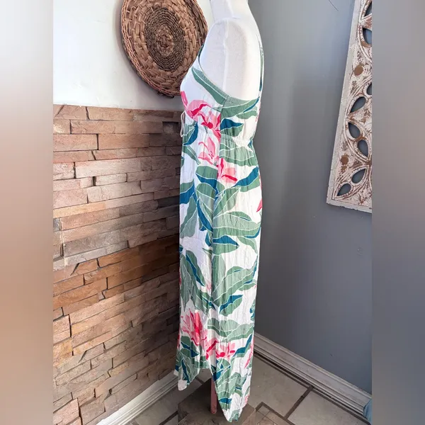 Billabong Tropical Green and Pink Maxi Dress size XS - Image 2