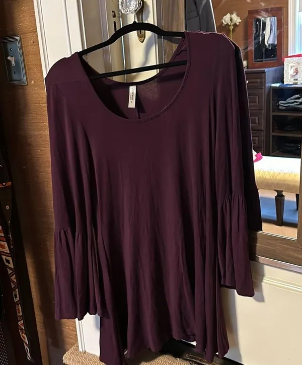 Stretchy tunic 24Seven xl scoop neck 3/4 sleeve with full ruffle swing bottom - Image 6