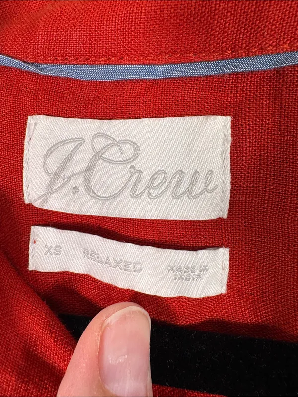J Crew Orange Linen Short Sleeve Button Down Shirt Dress Womens XS Casual Mini - Image 14