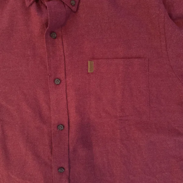 Izod Mens M Shirt Sundried Tomato Red Herribone Flannel Stratton Soft Touch - Image 5