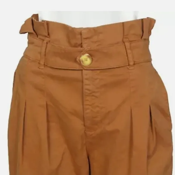 Free People high scrunch pleated waist wide leg cropped tan ginger pants sz 29 - Image 2