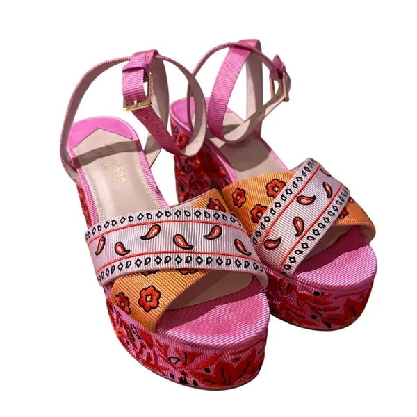 Kate Spade New York Rio Bandana Patchwork Platform Sandals Women's Sz. 9 - Image 5