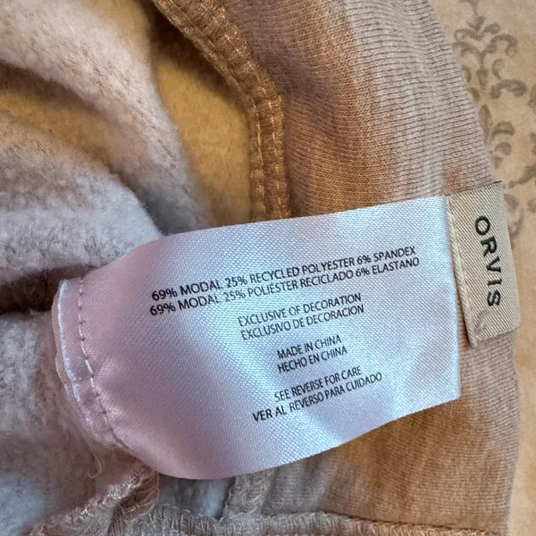 Orvis vneck Beige Pullover fleece lined Sweater‎ Womens size small - Image 6