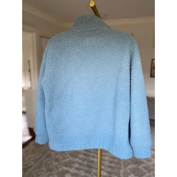 American Eagle‎ Sherpa Pullover 1/4 Zip Blue Cozy Soft Lounge Autumn Winter City - Image 3