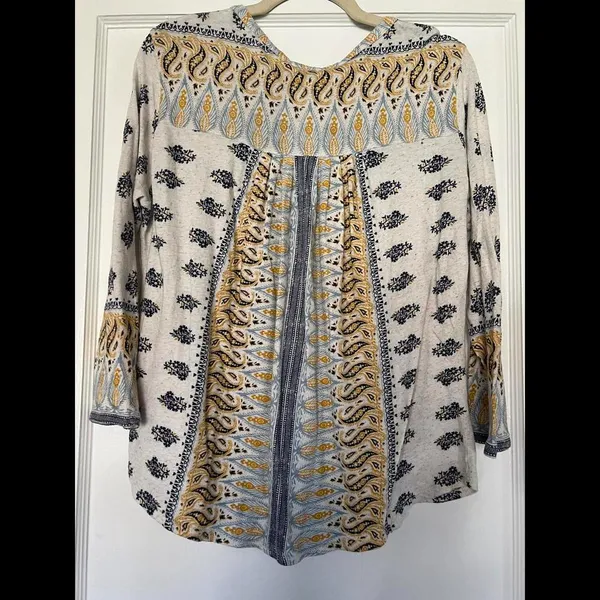 Lucky Brand Chic Boho-Style Printed Top size Large - Image 6